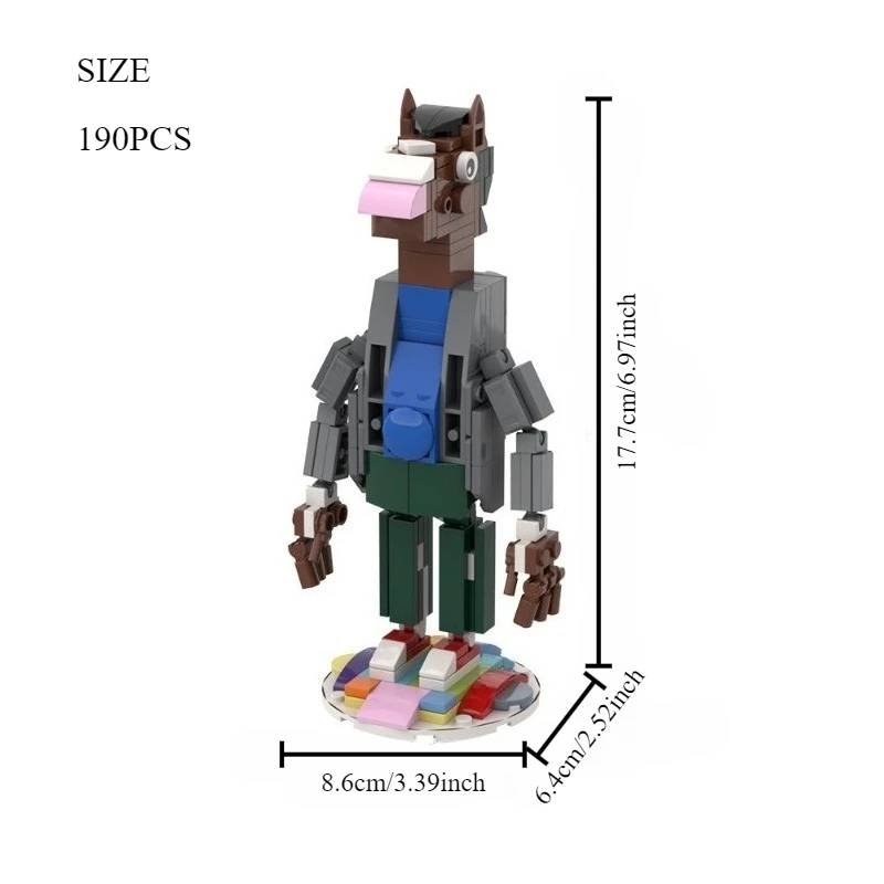 

190PCS Horse Character Building Blocks, Classic Cartoon DIY Assembly Model, Holiday Gift for Teens Adults, Desktop Decoration