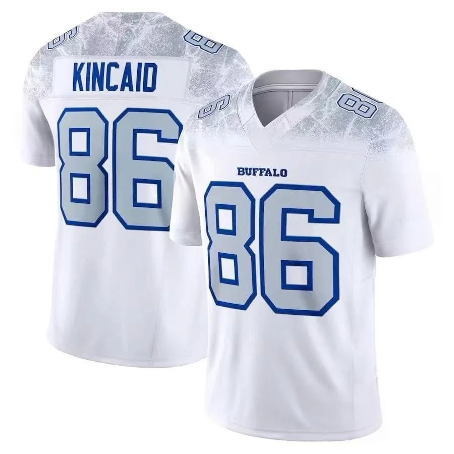 Männer Buffalo Bills # 17 Josh Allen Trikot Weiß V-Ausschnitt Name Nummer Kurzarm Sporttrikot für Fans Familienoutfit – Detail 14
