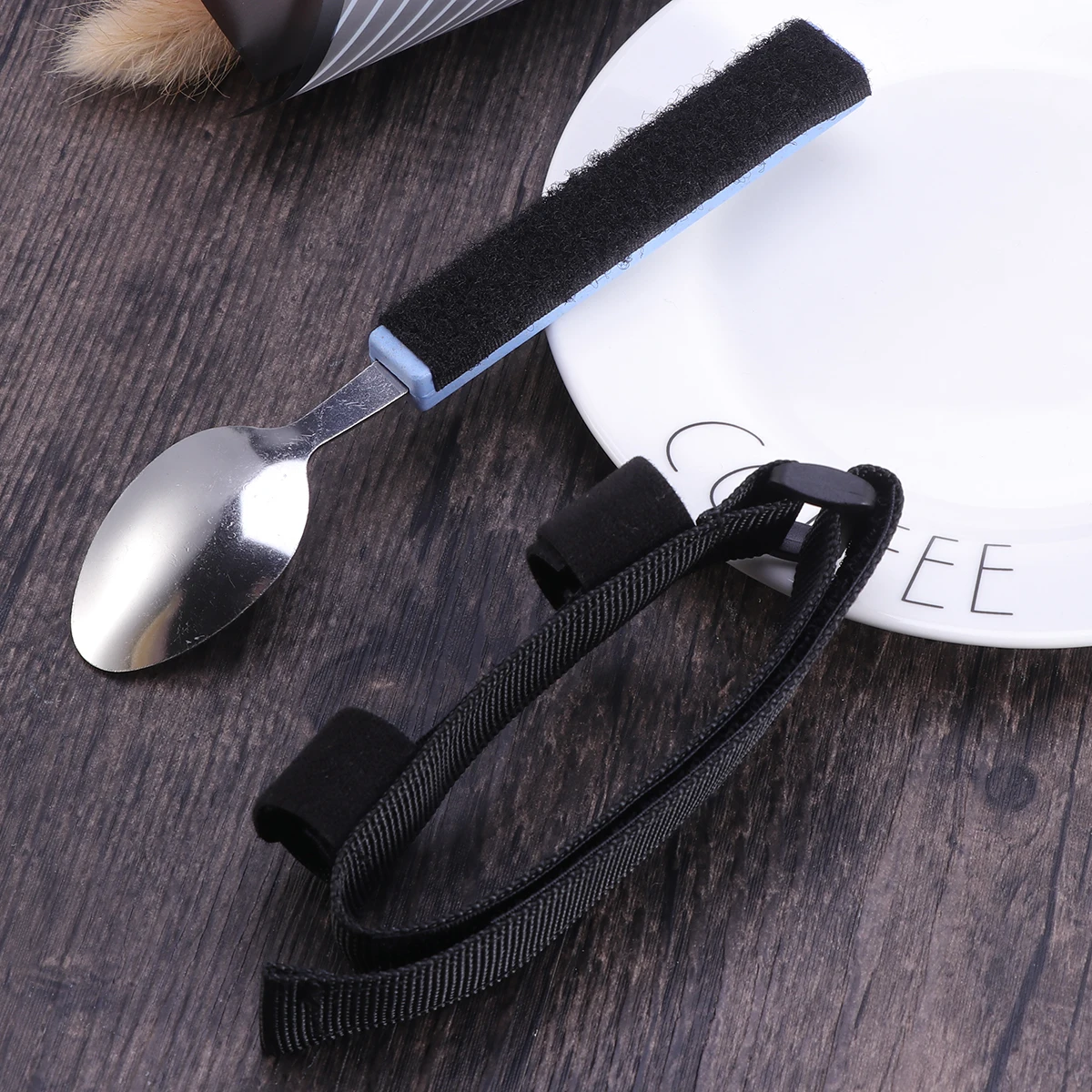

Adjustable Cuff Spoon Elderly Disabled Practical Assistant Utensils Ergonomic Design strap utensils disabled eating utensils