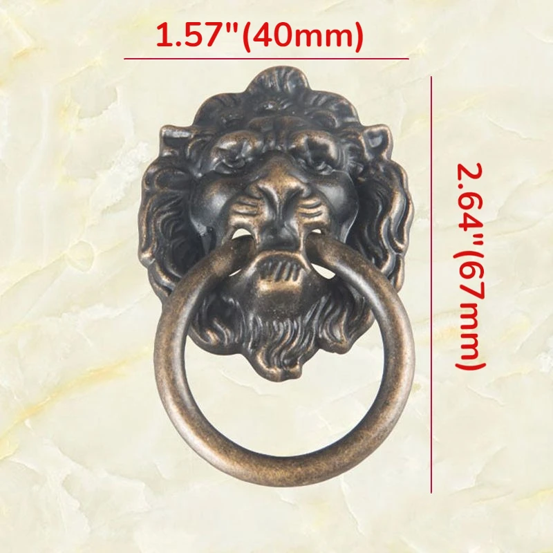 Knobs and Pulls New Antique Bronze Lion Head Pulls for Dresser Drawer Cabinet Door Handles Knobs Door Knocker