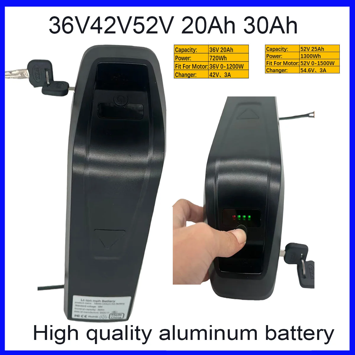 New Hailong Battery Pack 52V 48V 36V 30Ah ﻿High quality For Motor 750W/1200W BMS Built in  Power Battery 100% original Charger