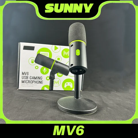 MV6 Professional Dynamic Microphone Dynamic USB Desktop Computer Esports Live Broadcast Recording Mic for Gamers