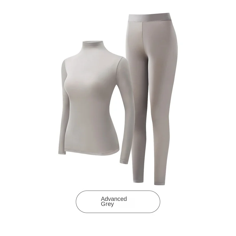 1 set Stacked Collar High Collar Beauty Skin Suit High Elastic Long Sleeve Seamless Thermal Underwear Women's Base Layer sets image 6
