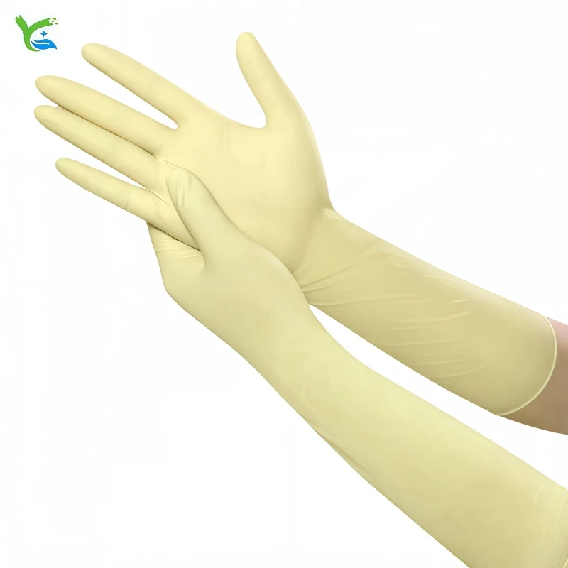 

Disposable extended latex gloves 16 inch powder-free dust-free acid alkali resistant cleanroom purification latex rubber gloves