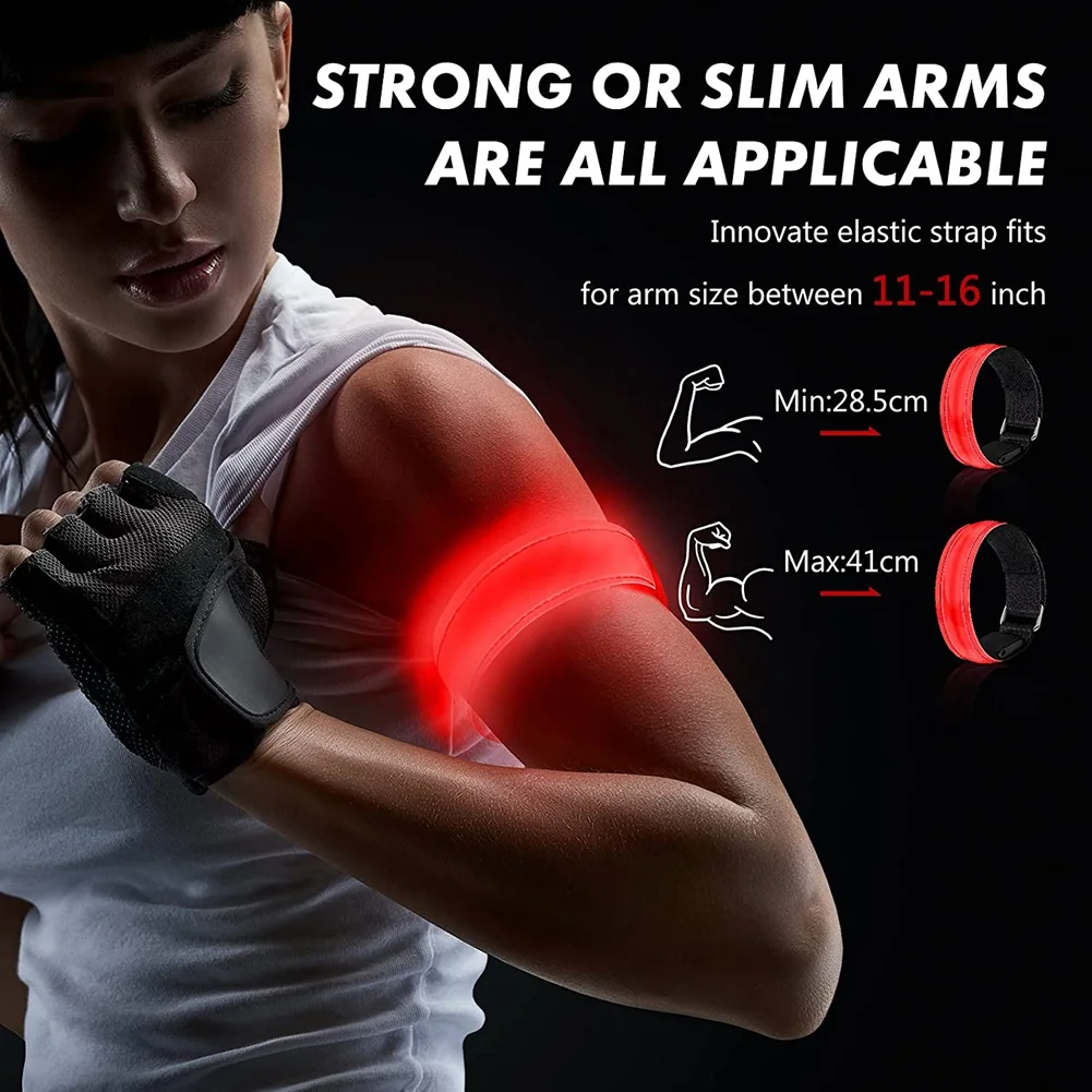 

2 Pack Rechargeable LED Bracelet, USB Reflective Band, Armband Bracelets, Running Bands For Jogging, Sports