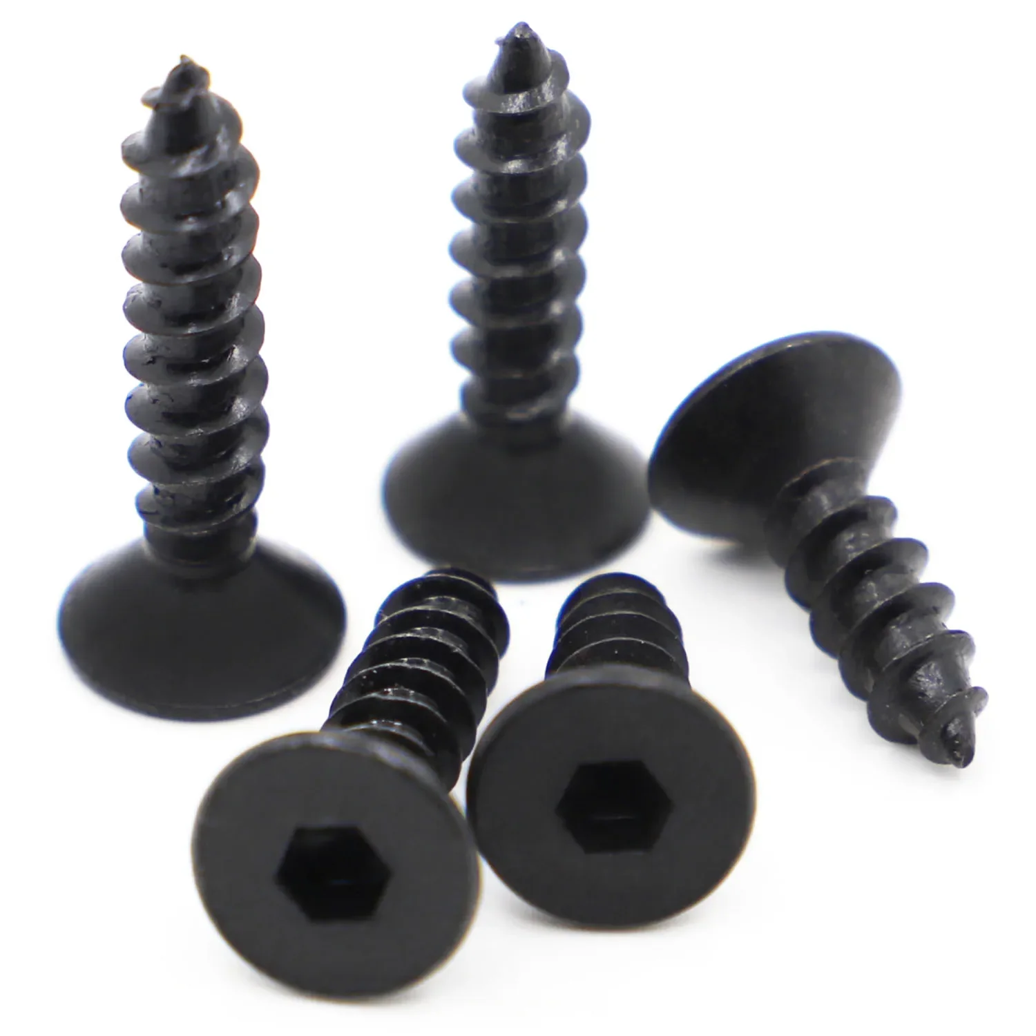 10-50pcs Black 8.8 Carbon Steel Hexagon Flat Countersunk Head Tapping Screw Hex Socket Head Self Tapping Screws M3 M4 M5 M6