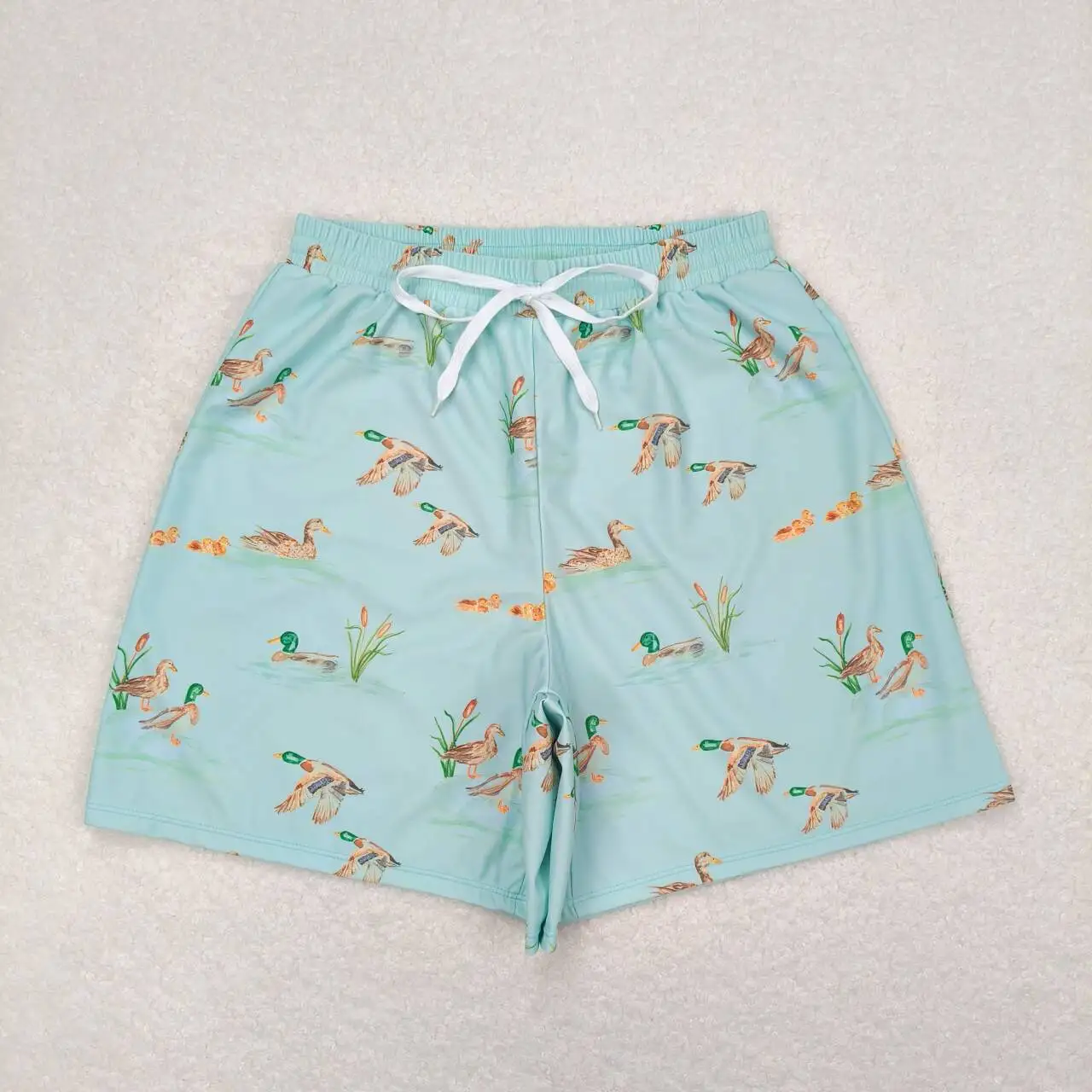 S0428 Fashionable And Good-Looking Adult Male Shorts Duck Light Green  Print With  Swimming Pants Children Clothes