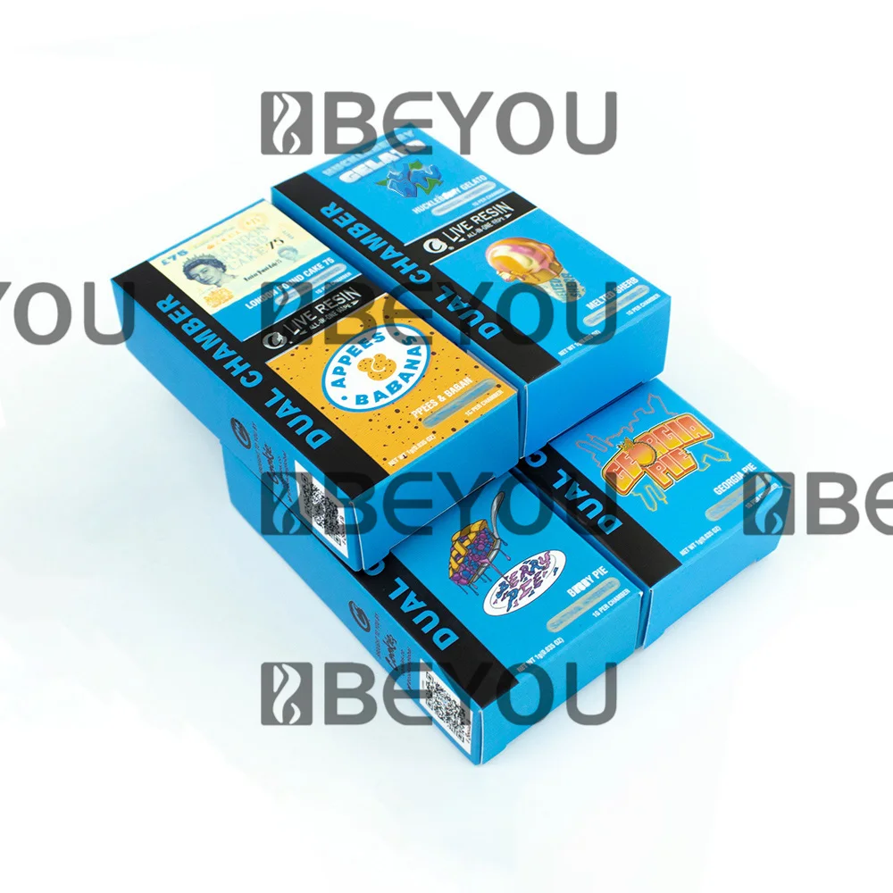 Dual Empty Cartridge Storage Paper Box Foldable Packaging Laser Sticker Big Dispaly Cardboard Blue Yellow Container Custom Cooki