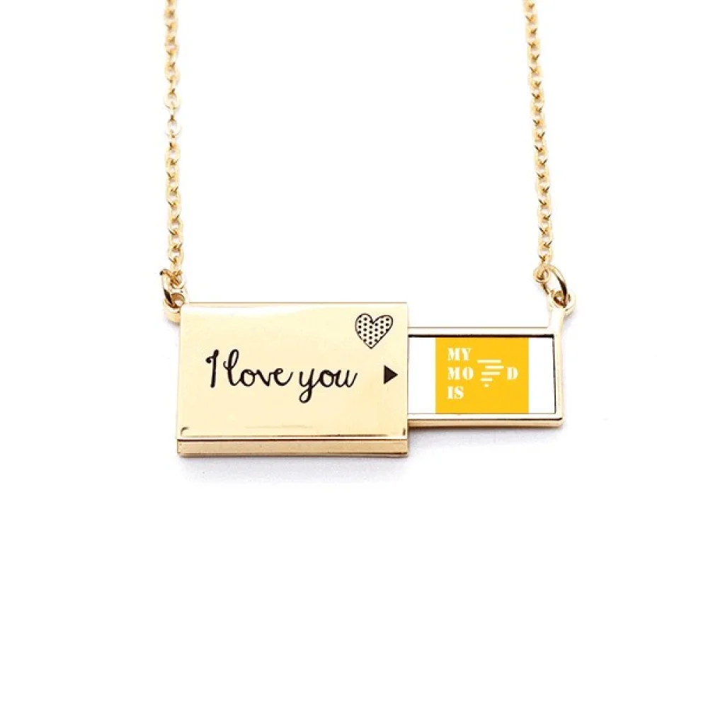 Bad Mood Windy Weather Art Deco  Fashion Letter Envelope Necklace Pendant Jewelry