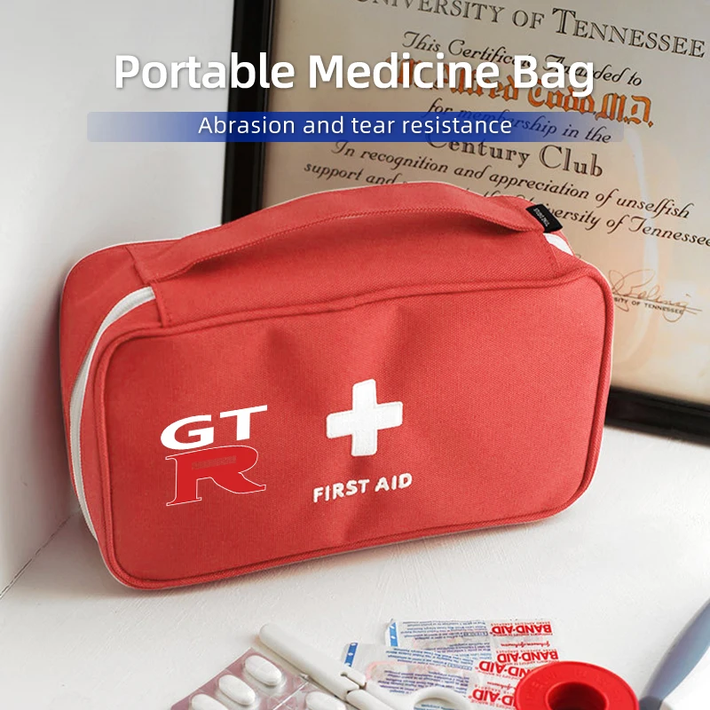 

Car First Aid Kit Portable Medicine Bag Outdoor Emergency Box Accessories For Nissan GTR Juke Qashqai Patrol Leaf X-Trail Micra