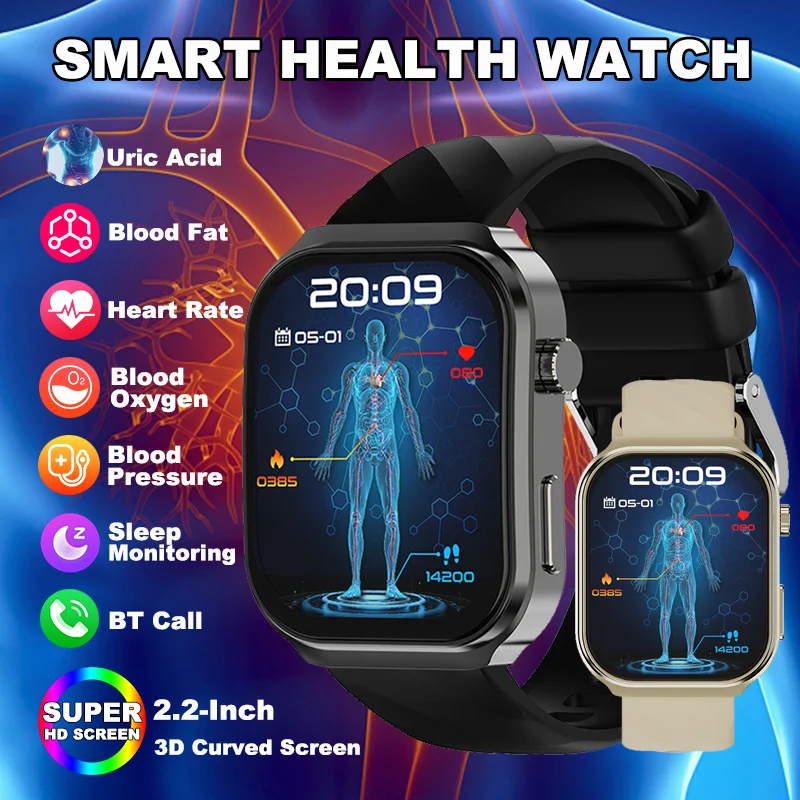 

LIGE 2025 Новые Смарт-часы с AI-диагностикой жира в крови и мочевой кислоты Bluetooth-вызов Артериальное давление Сердечный ритм Здоровье Смарт-часы Мужчины Женщины