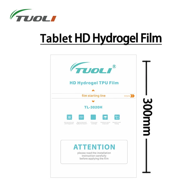 TUOLI 10pcs HD Anti-spy Flexible Smooth TPU Hydrogel Tablet Front Screen Back Glass Protector for Film Cutting Machine Plotter