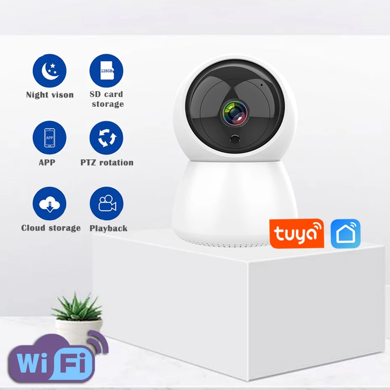 Tuya WiFi 1080P Camera IP Smart Home Security Protection Monitor Two Way Voice Intercom Night Vision Function Smart Life APP