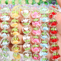 10pcs 14mm Colorful Transparent Glass Lampwork Beads Heart Shape Tulip Spacer Beads For Jewelry Making Diy Bracelet Necklace