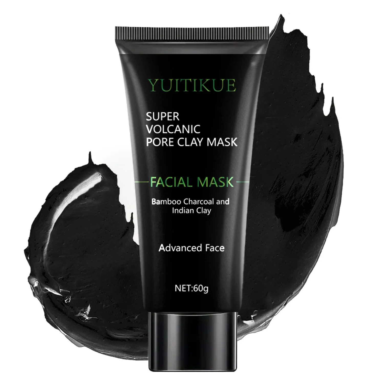 YUITIKUE Pro Super Volcanic Pore Clay Mask Bamboo Charcoal Indian Clay Deep Cleansing Facial Mask 60g