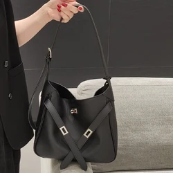 Black Cowhide Brand Luxury Lady Bag New Simple Large Capacity Commuter Bag Genuine Leather Tote Bag Handbag Messenger Belt Bag