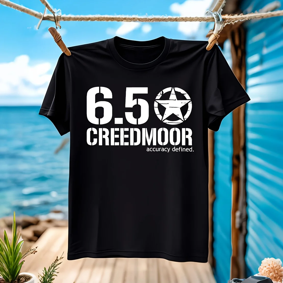 

6.5 Creedmoor, дальняя стрельба, NRA, охота, мужская футболка с логотипом звезды, 100% хлопок, повседневная дышащая удобная уличная футболка