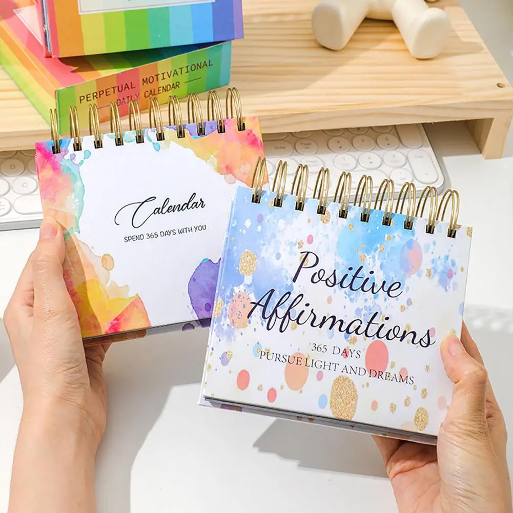 Positive Affirmations Calendar Vibrant Color Calendar Inspiring Quotes for Daily Motivation Office Desk Decor Accessories