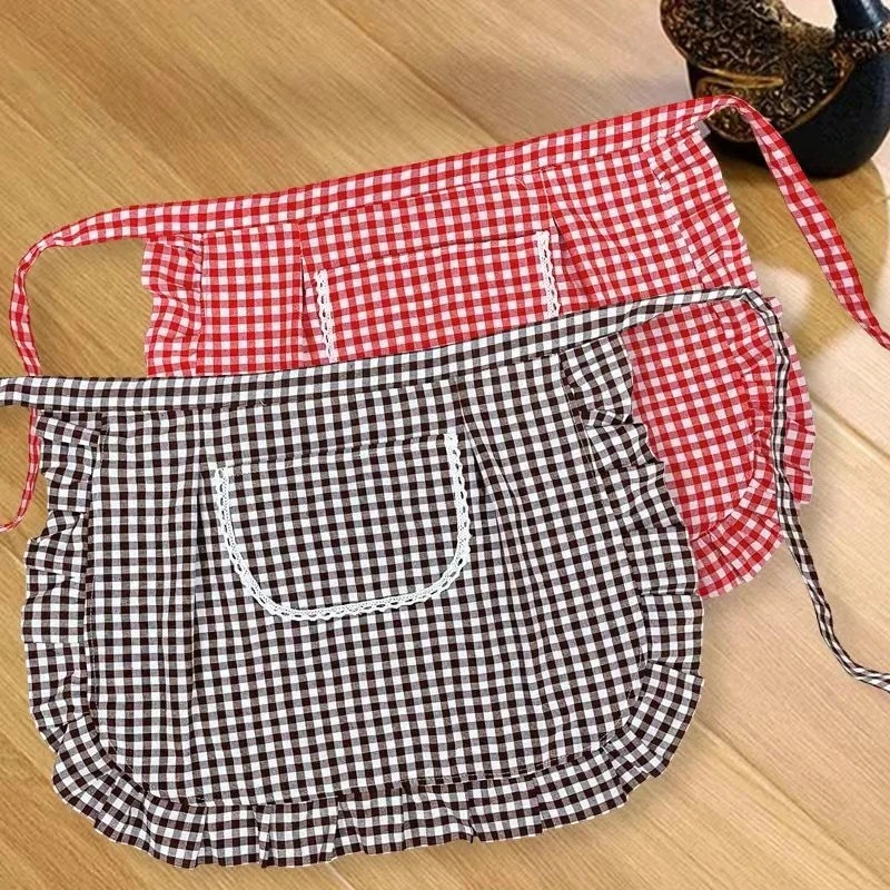 **סינר כותנה משובץ לבישול ביתי**