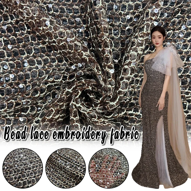 

1 Yard Autumn and winter 5MM Lace Fabric Sequin Embroidery Women's Performance Costumes Handmade DIY Designer Fabric