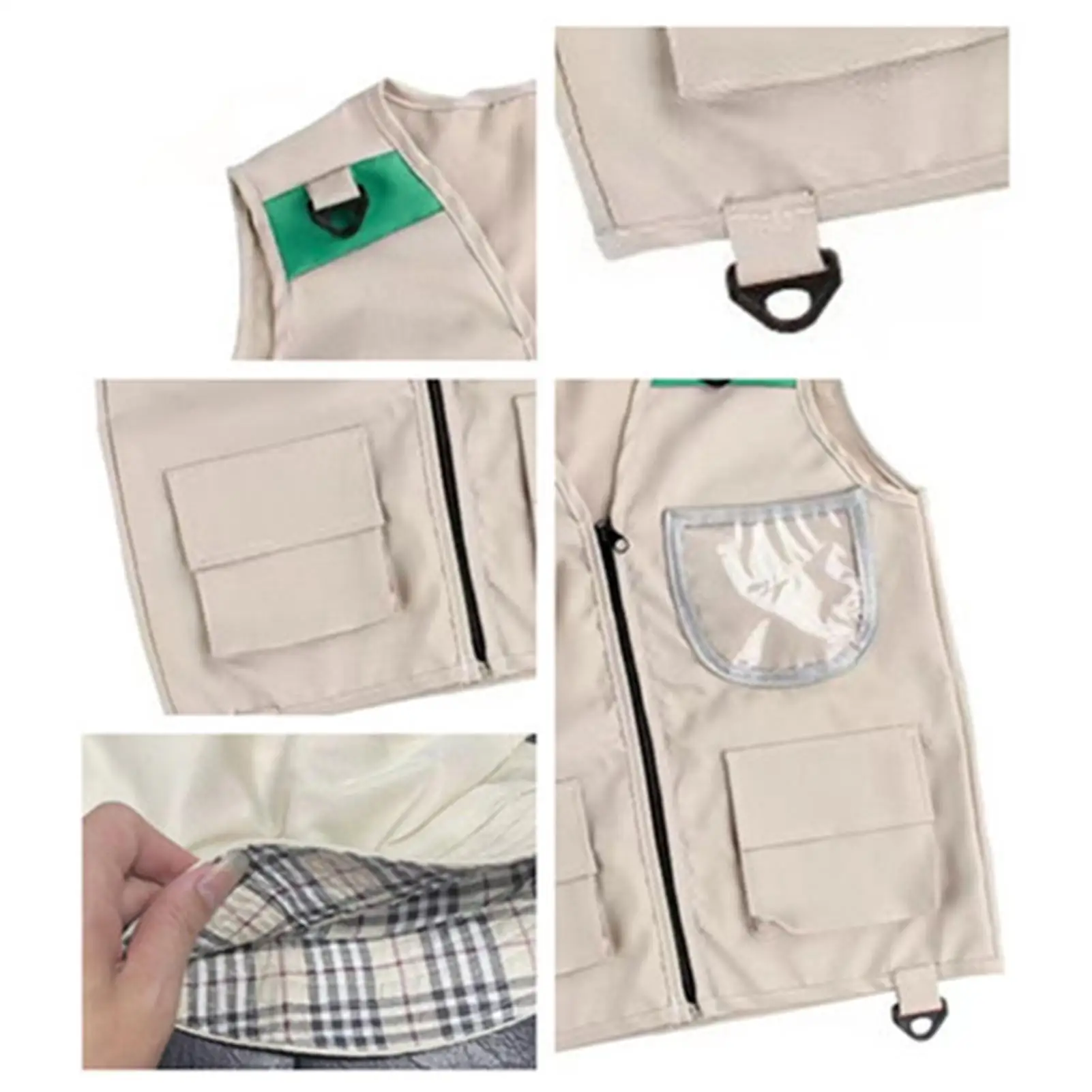 어린이 낚시 조끼 공원 관리인 의상 (포켓 & 걸이 고리 포함) 역할놀이 동물원 관리인 의상 어린이 모험 낚시 조끼