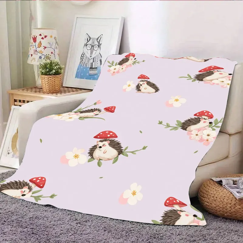 1 قطعة بطانية الفانيلا لطيف القنفذ الفطر الأزهار بطانية لديكور المنزل مريح