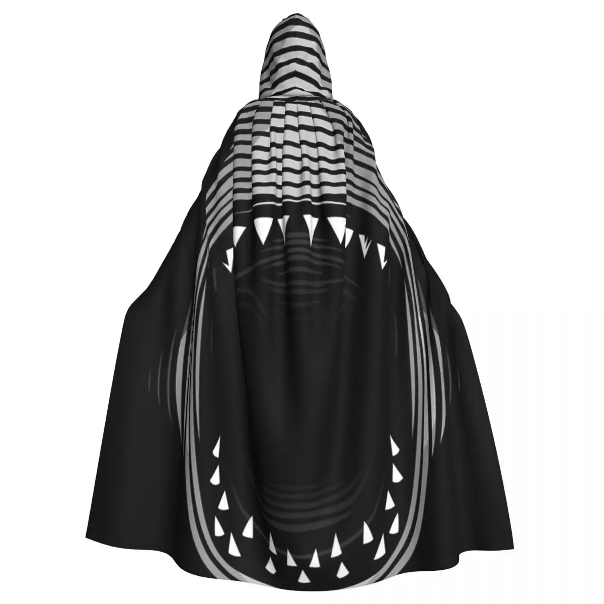 

Line Shark White Hooded Cloak Halloween Party Cosplay Woman Men Adult Long Witchcraft Robe Hood