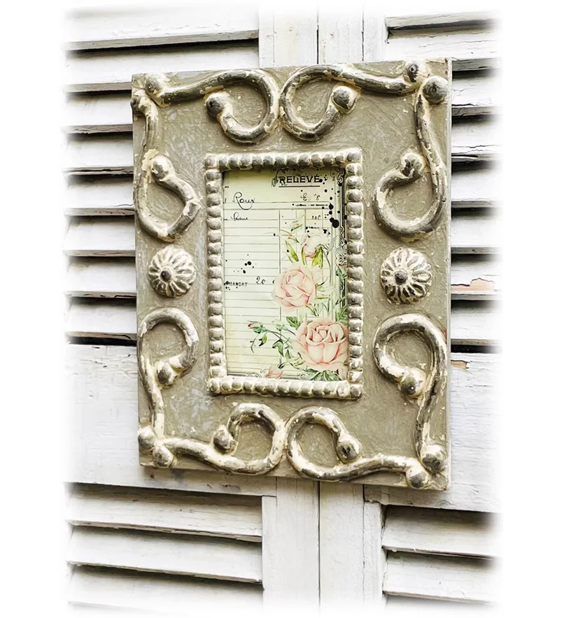 

Embossed Handmade Rustic Vintage Style Wood Wall Decor Photo Frame