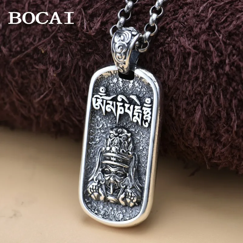 BOCAI New S925 Sterling Silver Retro Original National Style Goddess of Wealth Zakiram Pendant Men's and Women's Style