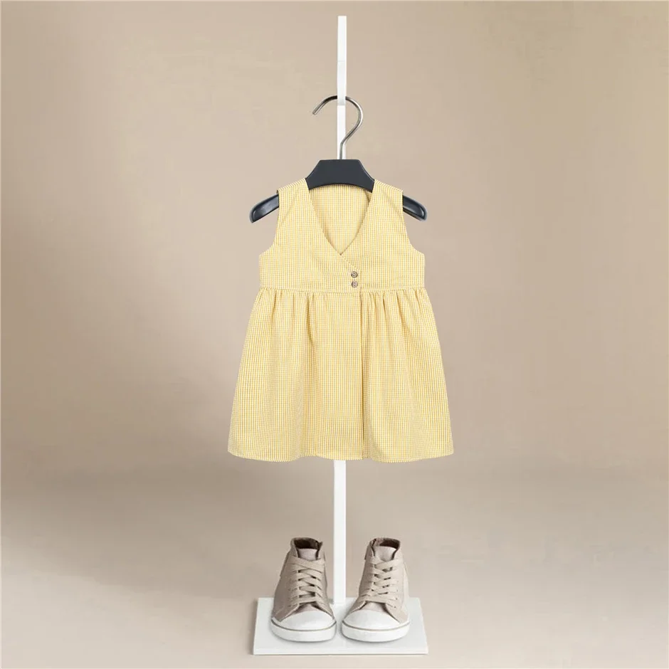 New Brand Design Korean Summer Baby Kids Girls Vest Dress Foreign Style Dress Children Girls Solid Loose Cotton Casual Dress