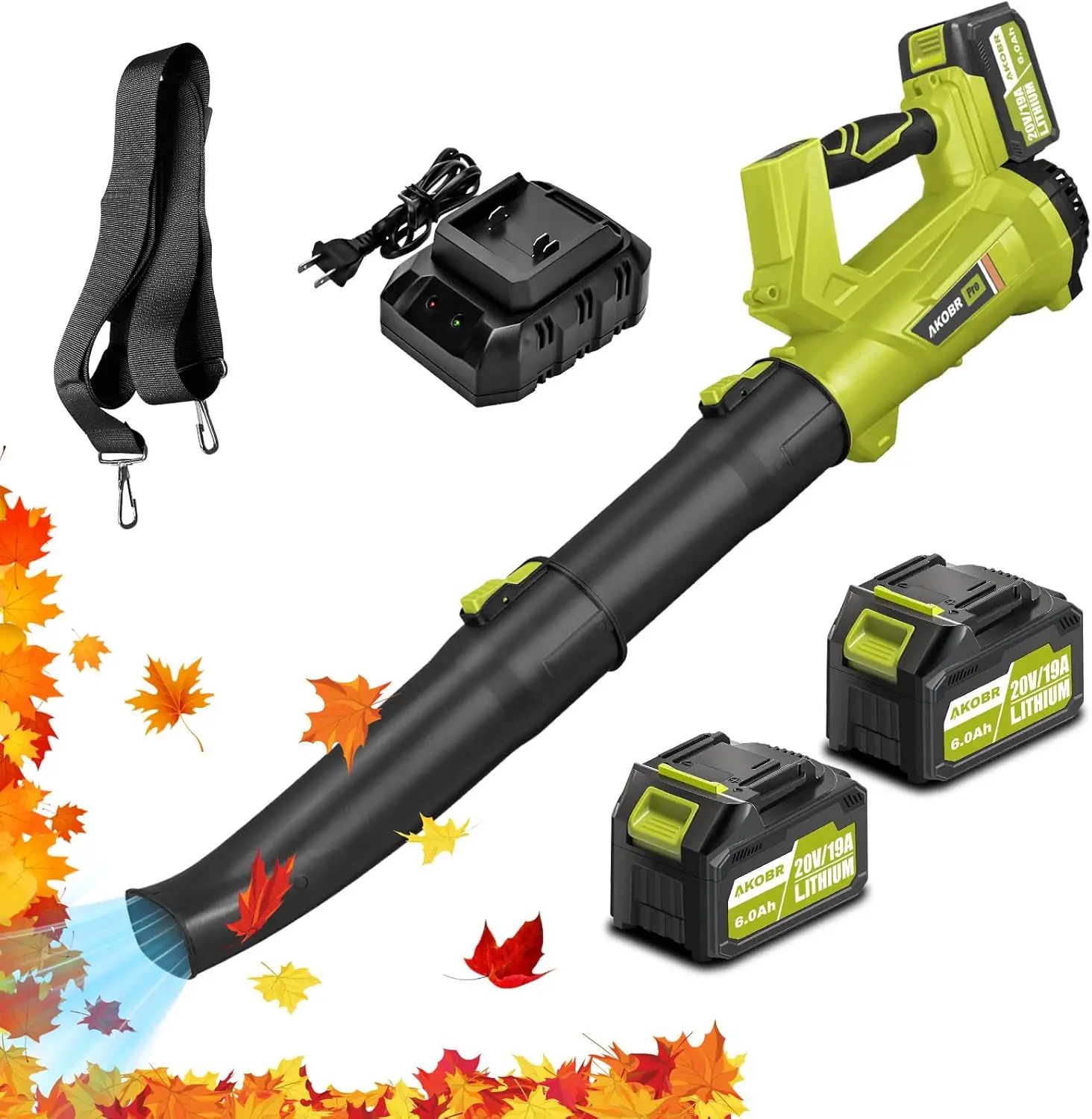 

Leaf Blower,540CFM/170MPH Electric Leaf Blower with 2 * 6.0Ah Battery and Fast Charger, 6 Speed Mode and Turbo Mode Lea