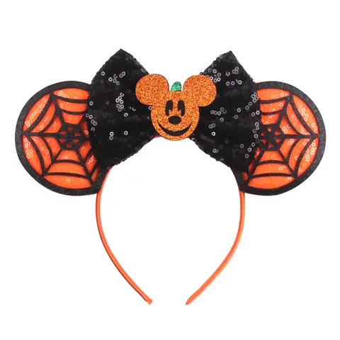 2023 Mouse Ears Headband For Kids Adult Halloween Spider Sequins Bow Hairband Festival Party Cospaly DIY Hair Accessories