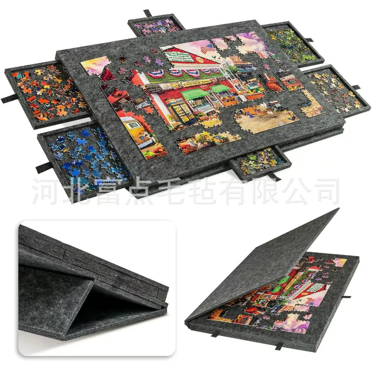 Felt Jigsaw Puzzle Board with 6 Storage Drawers and Stand 77x53.6cm Sorting Tray Mat for 1000 Piece Puzzles Portable Puzzle