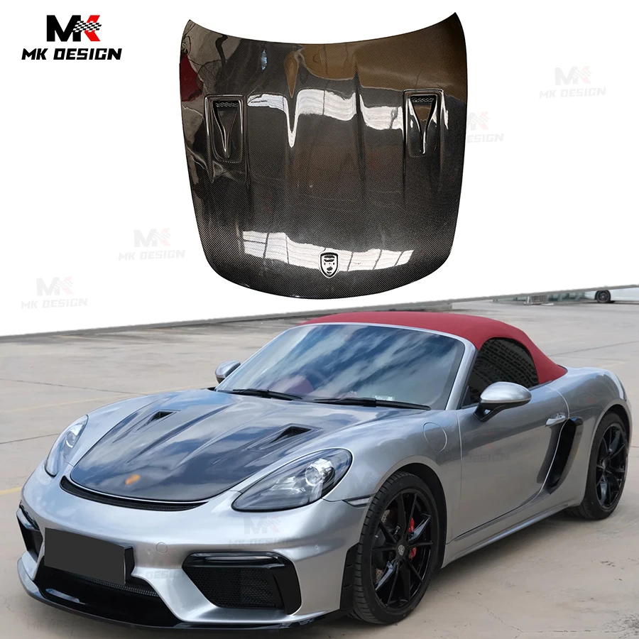 

Carbon Fiber GT Style Front Engine Bonnet Hood Cover Replacement for Porsche 718 981 911 Cayman Boxster Front Hood Auto Parts