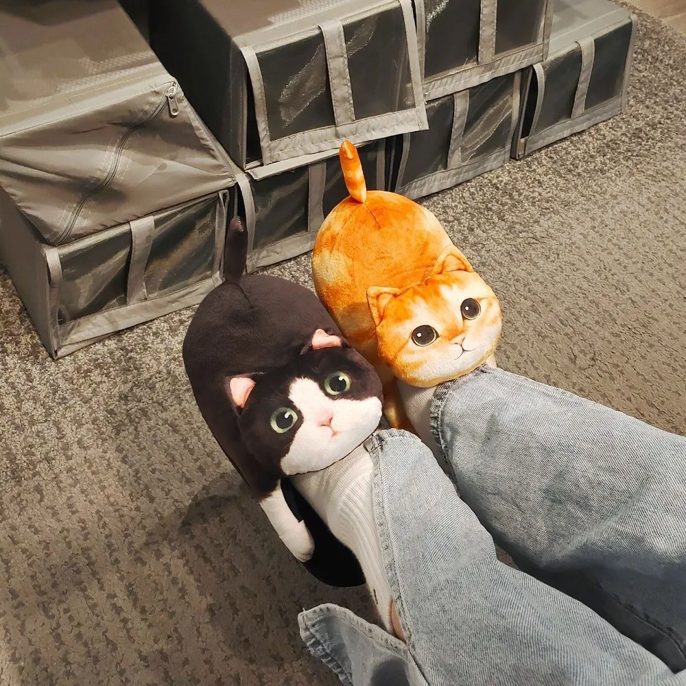 Tortoiseshell Cat EVA Cat Hugging Slippers Soft Creative Plush Kitty Slippers Thick Sole Cute Winter Fluffy Slides Women