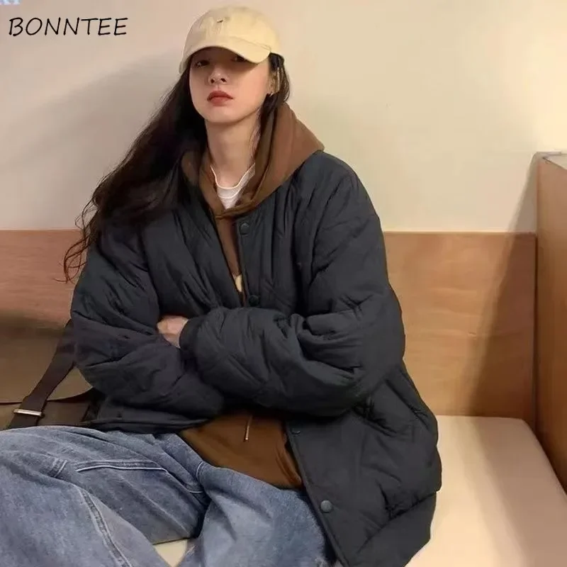 

Винтажные женские парки Argyle, свободные повседневные бархатные толстые однобортные женские пальто, теплые зимние корейские стильные простые модные