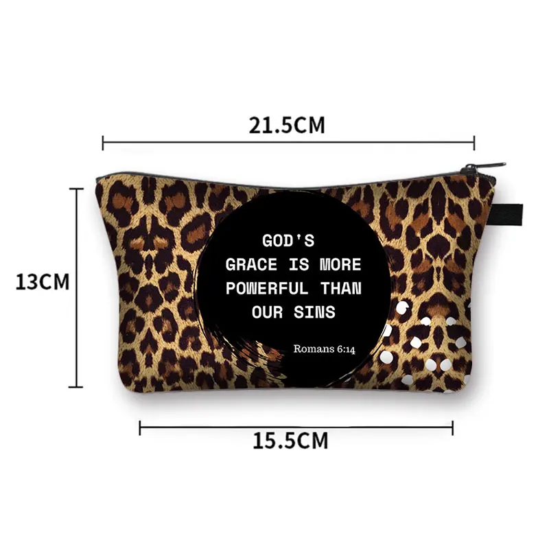 Bible Verse He Will Sustain You Cosmetic Bag Women Christian Bible Verse Makeup Bags Casual For Travel Kawaii Lipstick Bag Gift