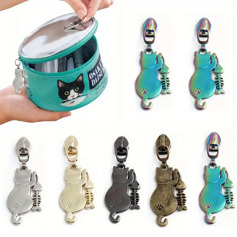 5PCS Wallet Cosmetic Bag 5# Nylon Head Metal Pull Tab Messenger Bag Pillow Cat Small Animal Replaceable Zipper Slider