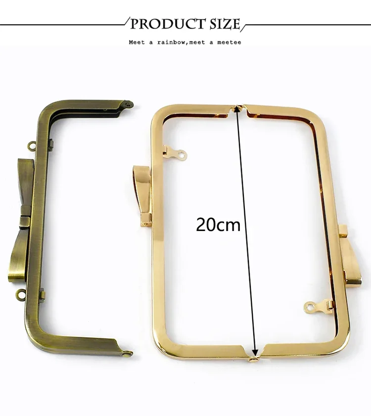 1-5Pcs Deepeel 20cm Metal Bag Handle Square Purse Frame Smooth Kiss Clasp with Screw Handbag Sewing Bracket Bags Accessories