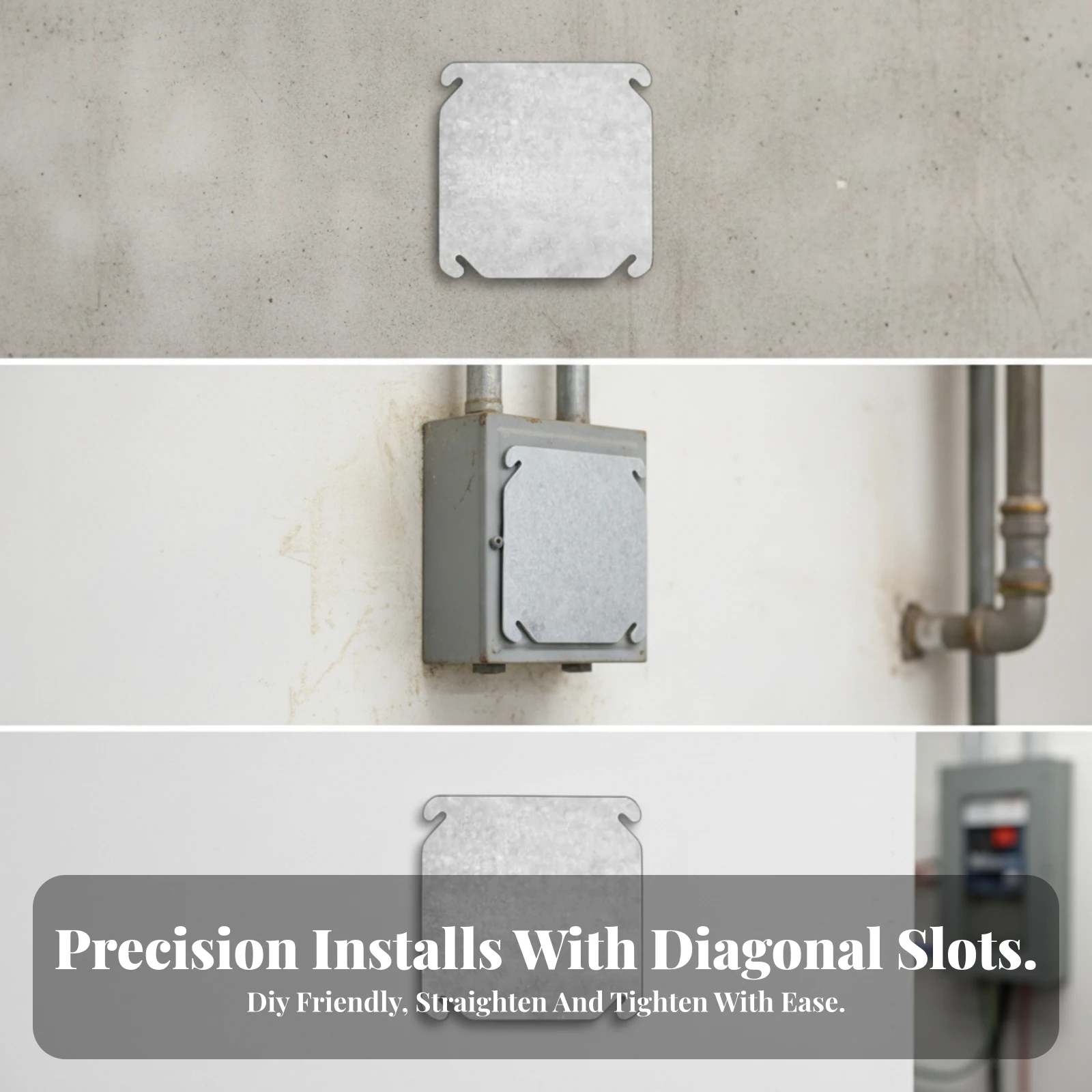 4 Pieces 4-Inch Square Electrical Box Cover Heavy Duty Junction Box Cover with Angled Mounting Slots Long-Lasting Flame