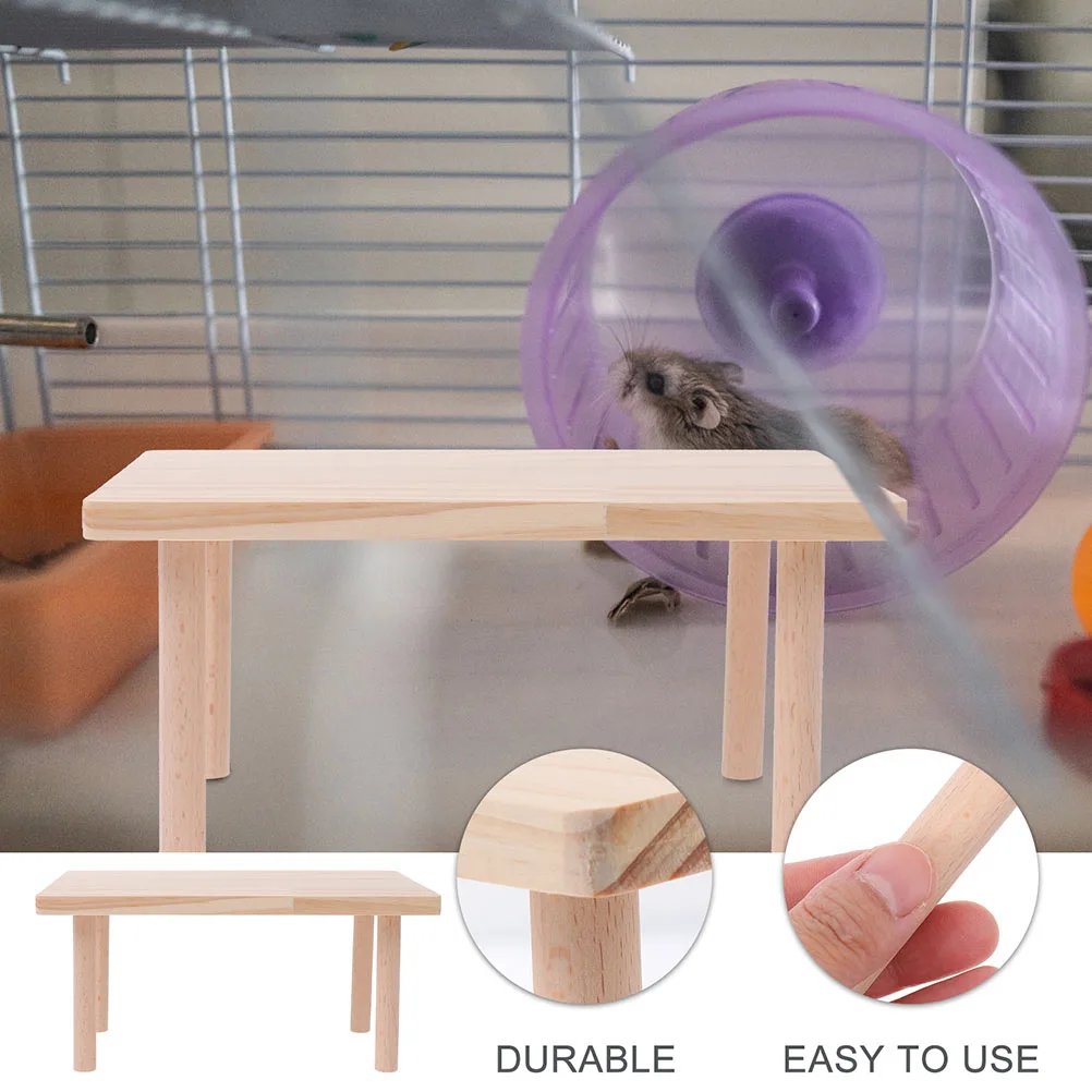

2pcs Hamster Partition Platform Wooden Wooden Hamster Platform Toy Playing Stands Small Pet House Anti-bite Landscape