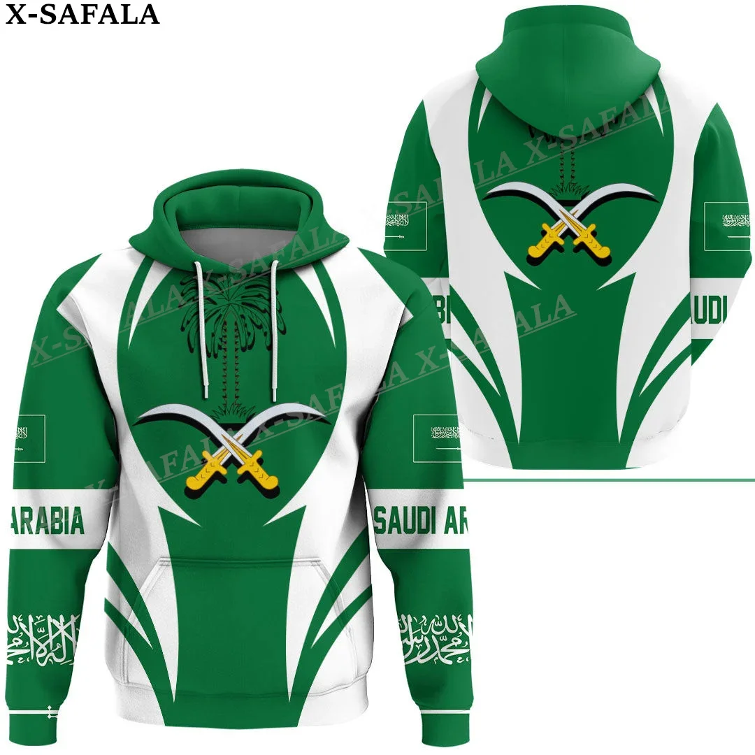 Saudi Arabia Coat Of Arms Flag 3D Print Zipper Hoodie For Men Pullover Sweatshirt Hooded Jersey Tracksuit Outwear Coat Casual-1