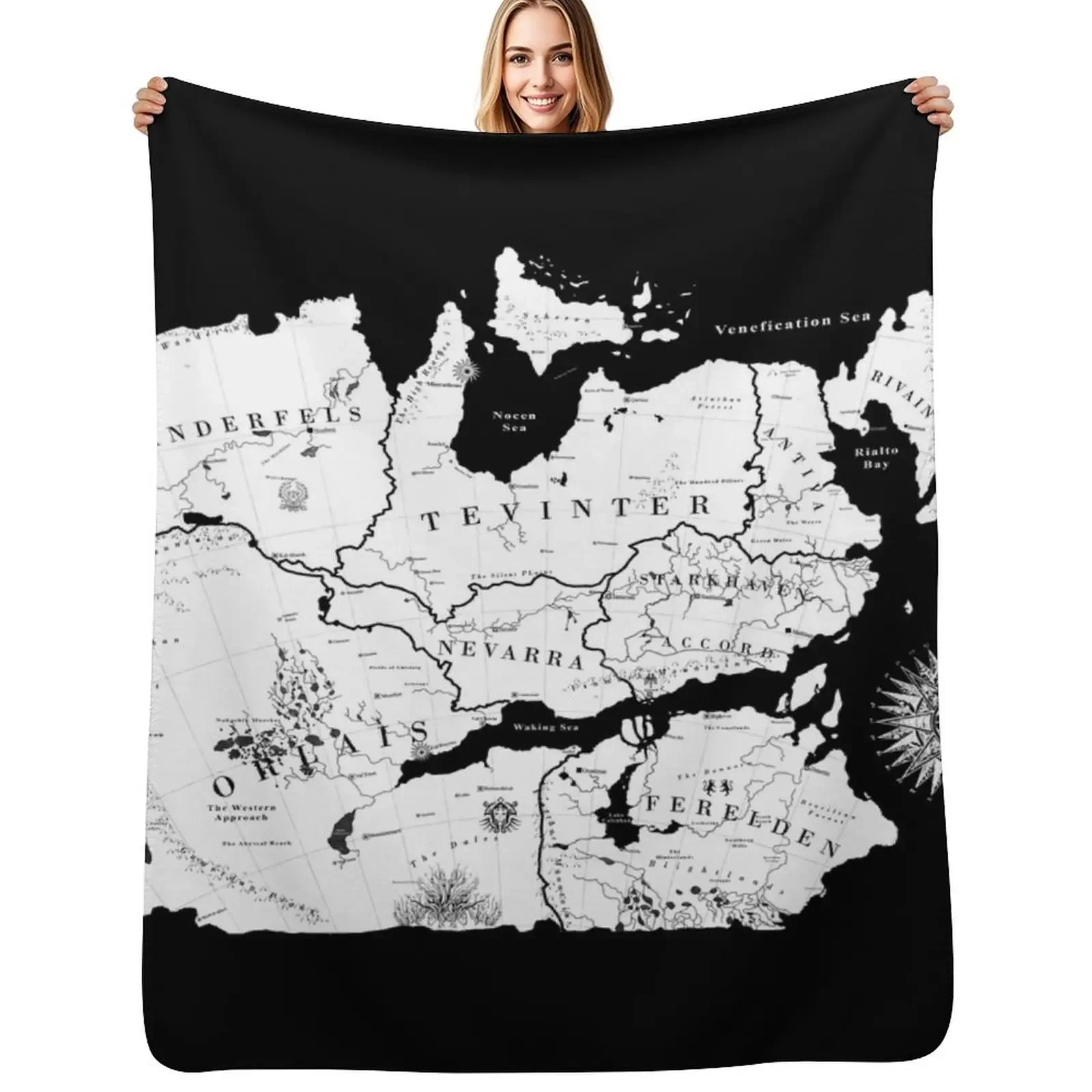 

Thedas Map Throw Blanket for sofa warm winter Cute Plaid Stuffeds Blanket