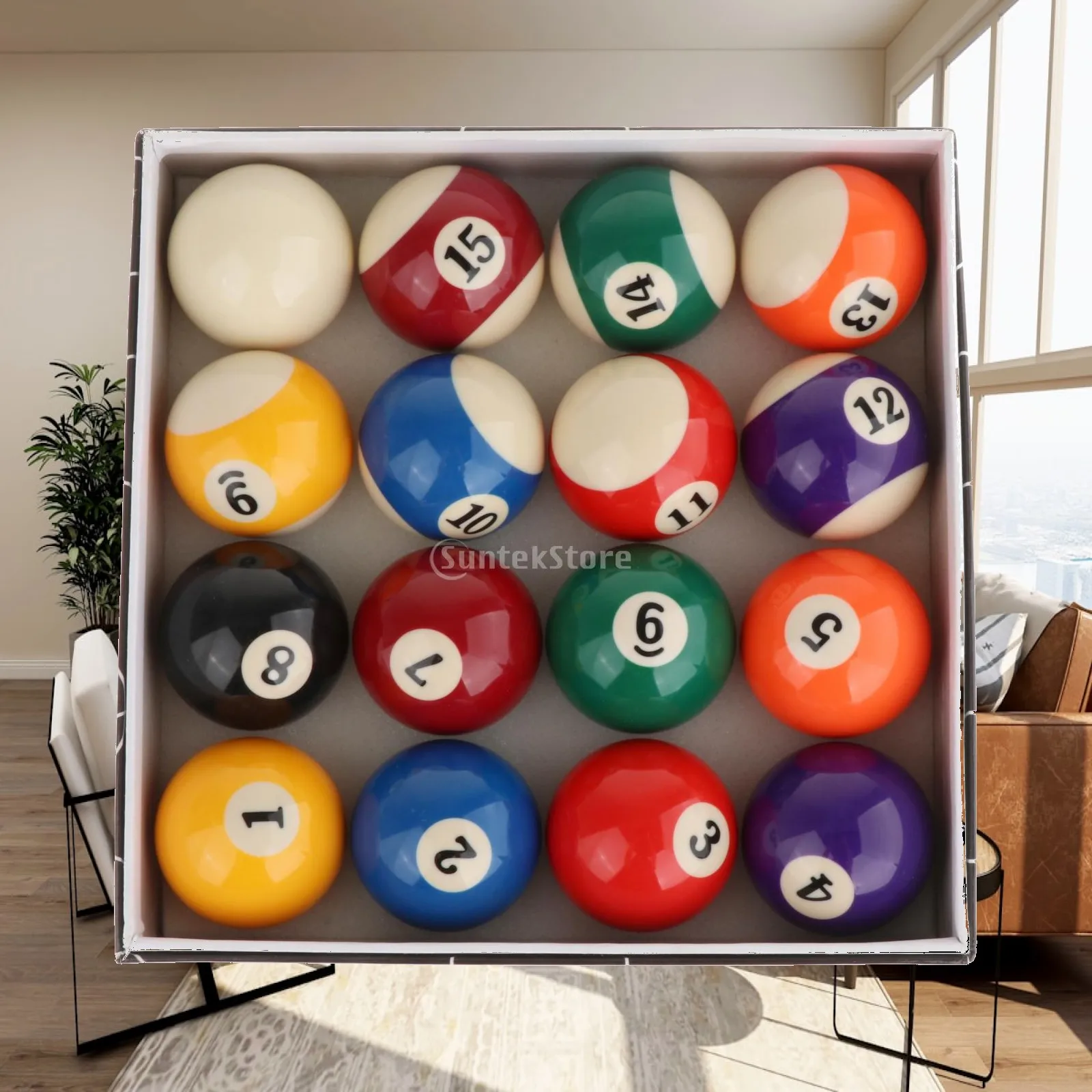 

16x Billiard Balls Pool Cue Balls Full Set for Hotels Playroom Leisure Time
