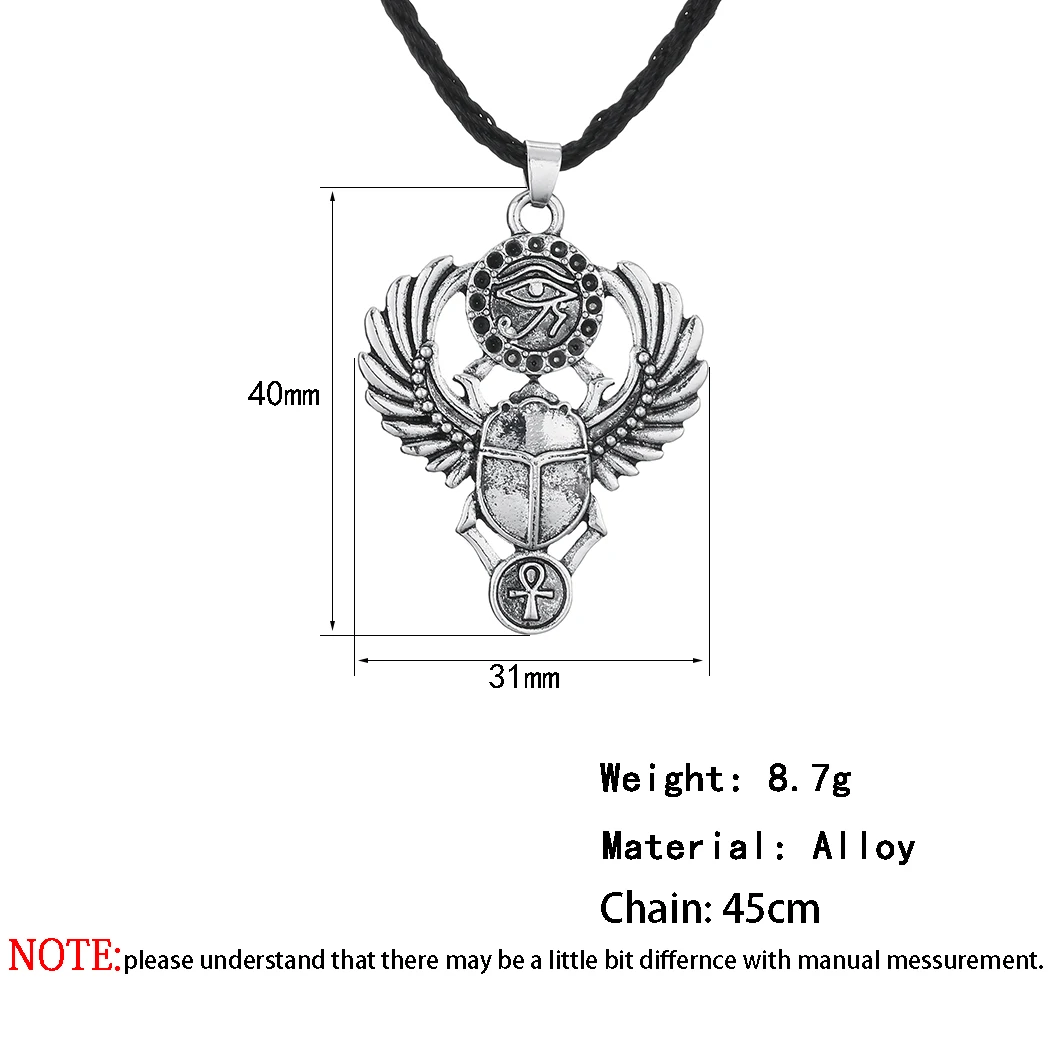 Egyptian Beetle Scarab Necklace for Women Men Talisman Eye of Horus Wadjet Ancient Amulet Protection Symbolic Pendant Jewelry