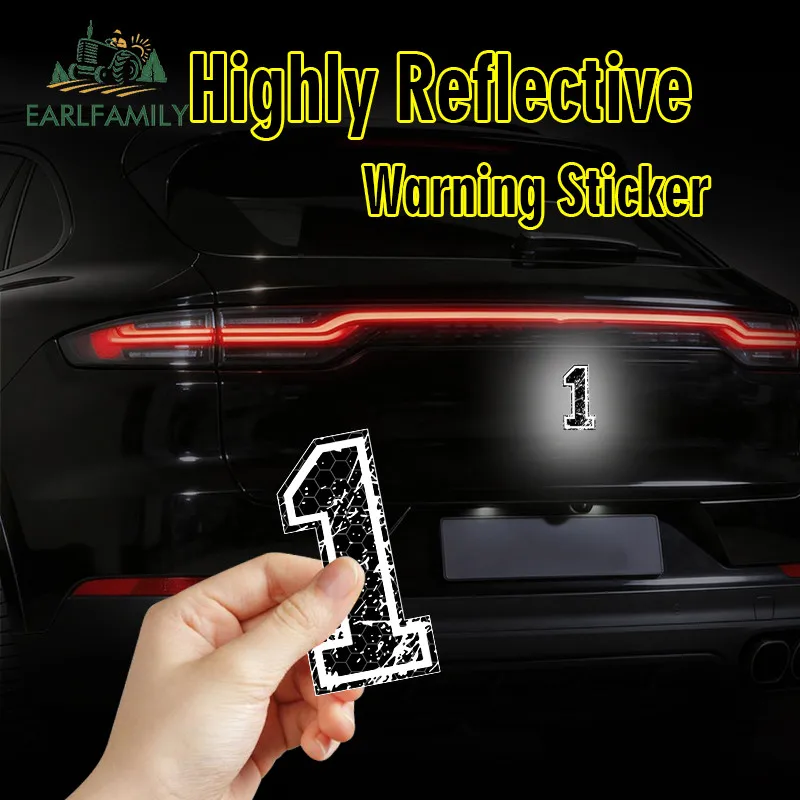 EARLFAMILY Adesivo Refletivo de Número de Corrida para Carro, Moto, Janelas e Capacete – Vinil Impermeável e à Prova de Arranhões – Acessórios Automot