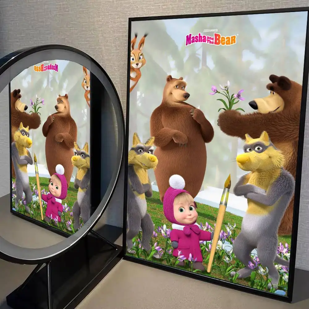 أنيمي-ماشا والدببة ملصق طباعة A5 A4 A3 A2 جدار ديكور فني لغرفة مكتب هدية لمحبي