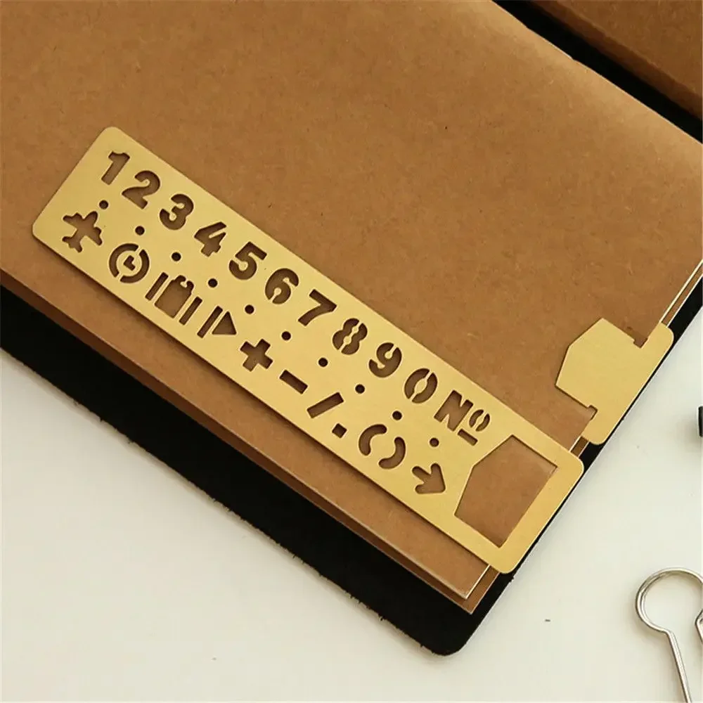 New 1pc Metal Hollow Straight Ruler Number Letter Pattern Bookmark Kawaii Stationery Painting Drawing Template Measuring Tools