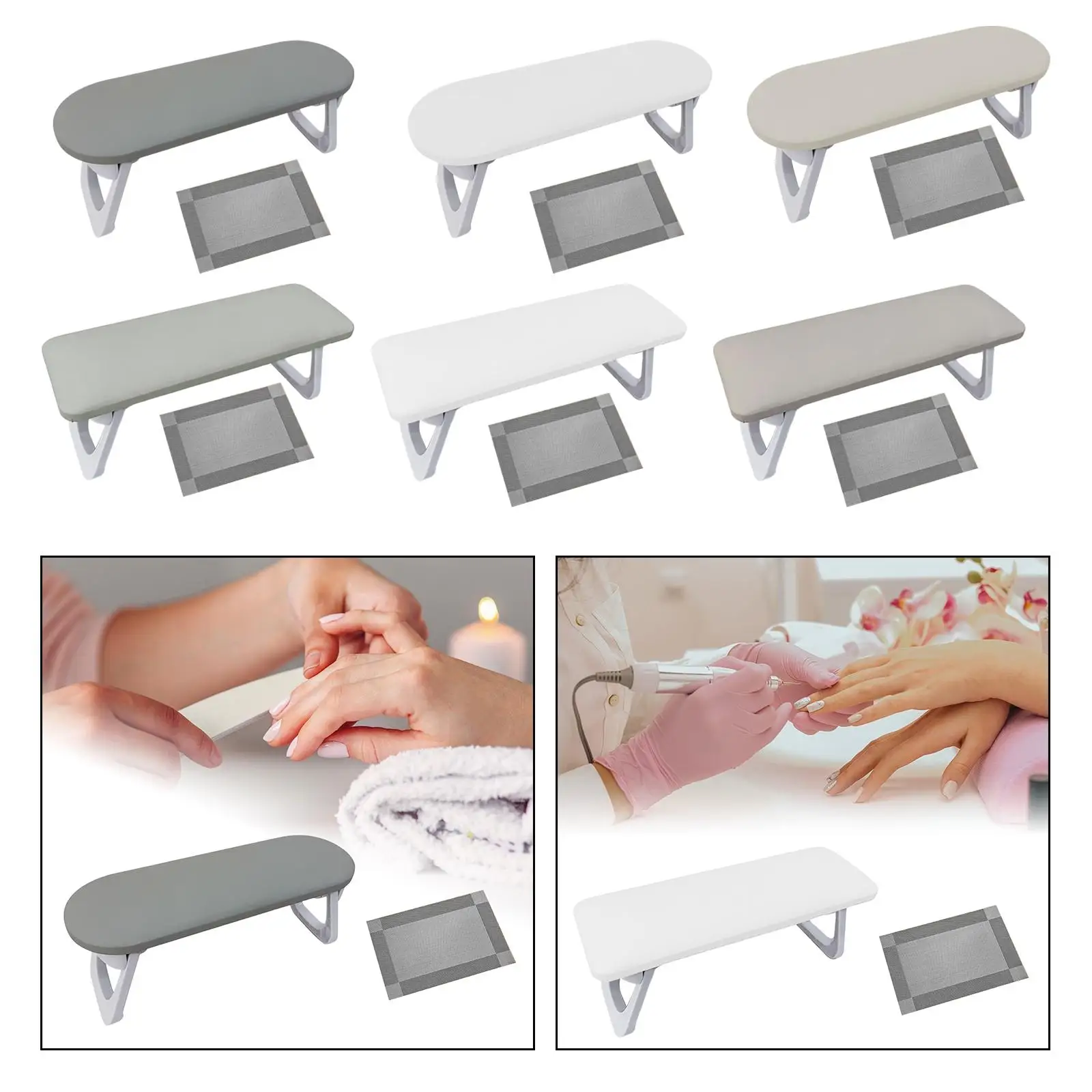 Foldable Manicure Hand Pillow PU Leather Arm Rest Stand Fits Nail Lamp Universal Size for Studio