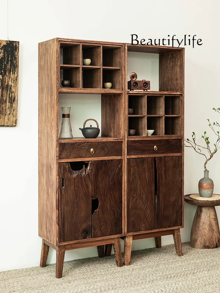 Nordic Style Solid Wood Retro Domestic Simple Display Cabinet